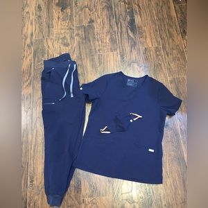 Figs Blue Set Zamora Jogger Pant Casma Three-pocket Top M/M With Mask!!